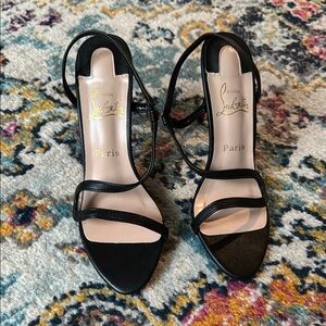 Red Bottom Black Stappy Heels